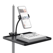Phone holder Microphone Stand Tray, Clamp-On Rack Tray,Cell Phone Stand for M...