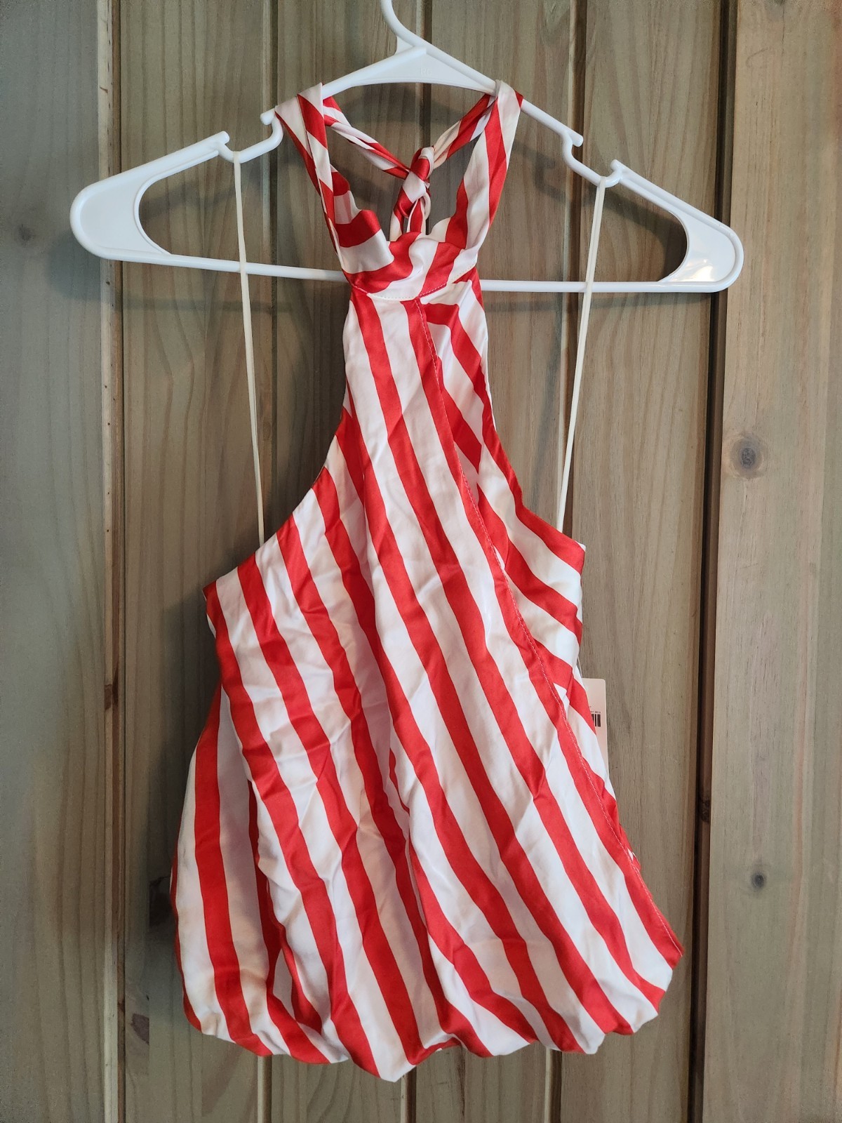 Maeve Anthropologie Halter Scarf Bubble-Hem Red & White Stripe Size Small
