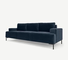 MADE.COM Frederik 3 Seater Sofa: Sapphire Blue Velvet Scandinavian living room 