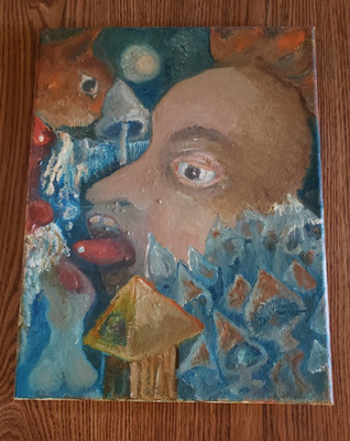 oil painting on canvas 11'' x14''All dosed up with a cherry on top(unfinished)
