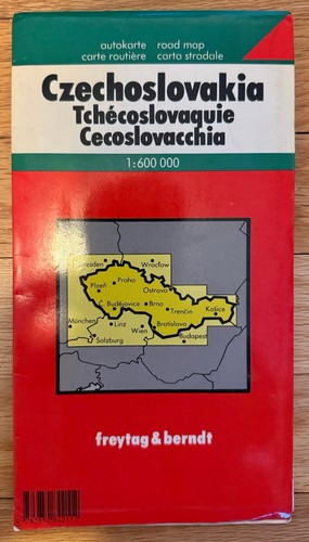 Vintage Czechoslovakia Czech Republic Prague Map Freytag & Berndt Road Map