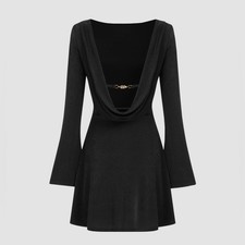 Cider BOAT NECK SOLID BACKLESS MINI DRESS XL CR2-28