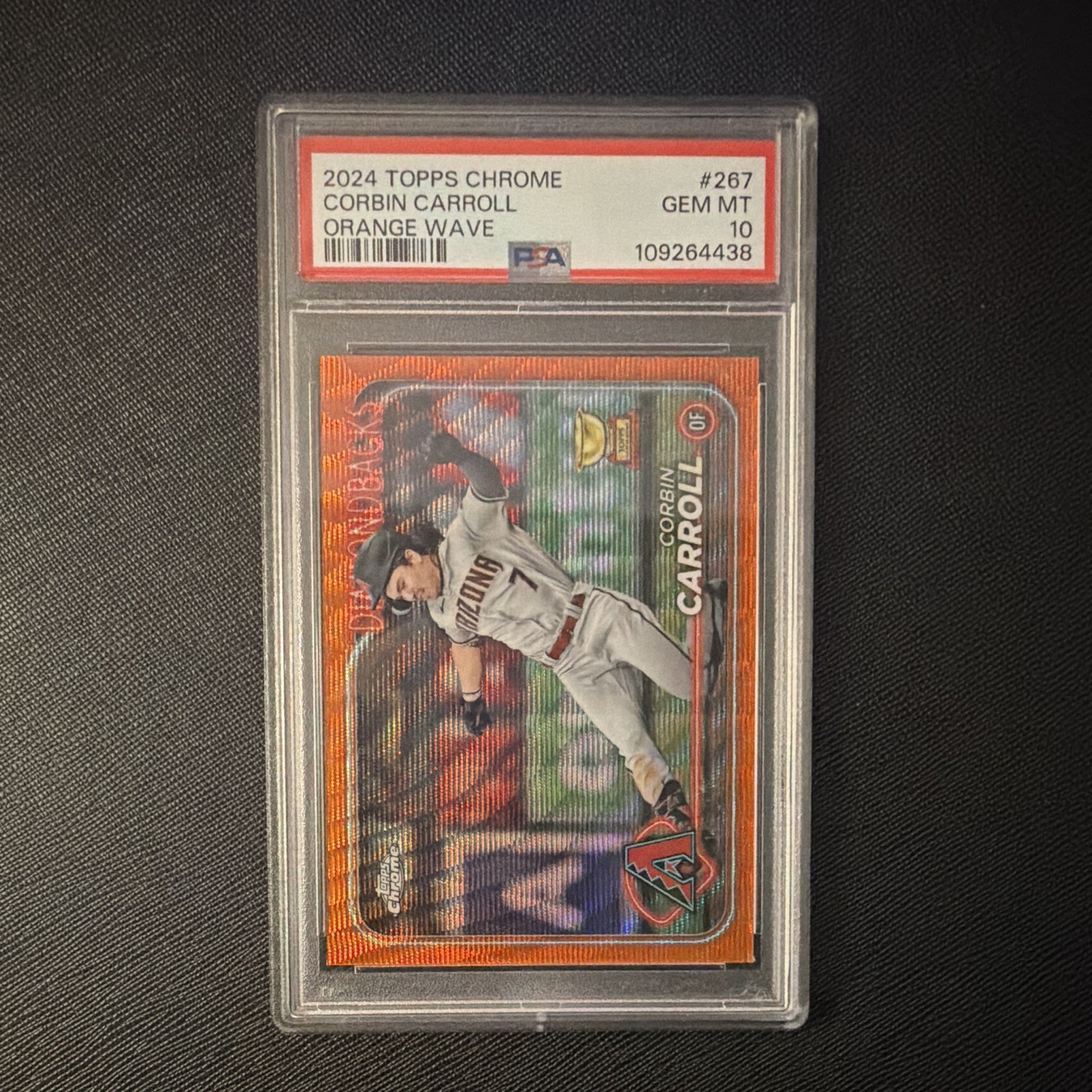 Topps 2024 Topps Chrome Corbin Carroll #267 Orange Wave Refractor /25 PSA 10