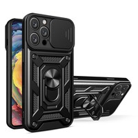 Hybrid Armor Camshield HüLle FüR Iphone 16 Pro Max, Schwarz
