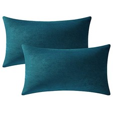 12x20 Throw Pillow Cases Christmas: 2 Pack Cozy Soft 20" x 12" Pack of 2 Teal