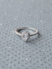 Sterling Silver Oval Cluster Ring - Size R