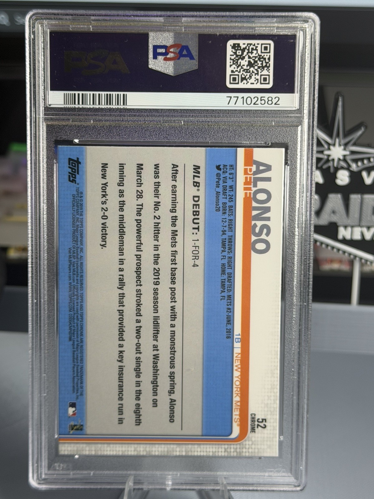 2019 Topps Chrome - Pete Alonso #204 (RC) PSA 9 view 2