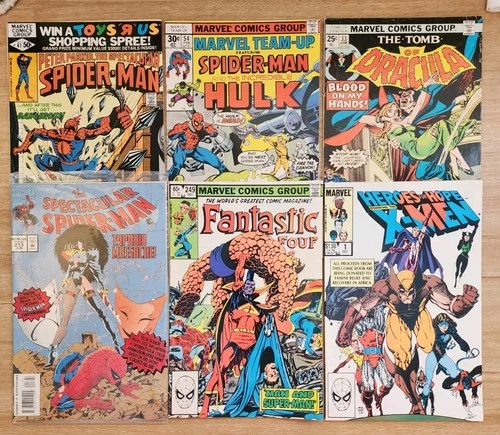 MARVEL COMIC BOOK LOT VINTAGE X-MEN SPIDER-MAN HULK FF DRACULA