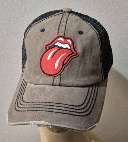 The Rolling Stones Trucker Hat Distressed Cap Khaki & Black - Picture 7 of 14