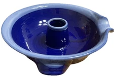 Tumbleweed Pottery Upright Chicken Cooker Roaster Ceramic Bowl Spout Cobalt Blue