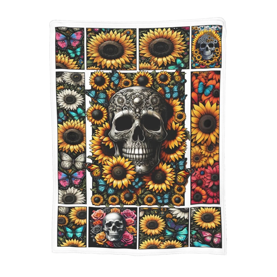 Horror Calavera Manta Regalos para Niños Adultos Suave Cálida Ligera Acogedora Blanca a... Foto 3 de 4