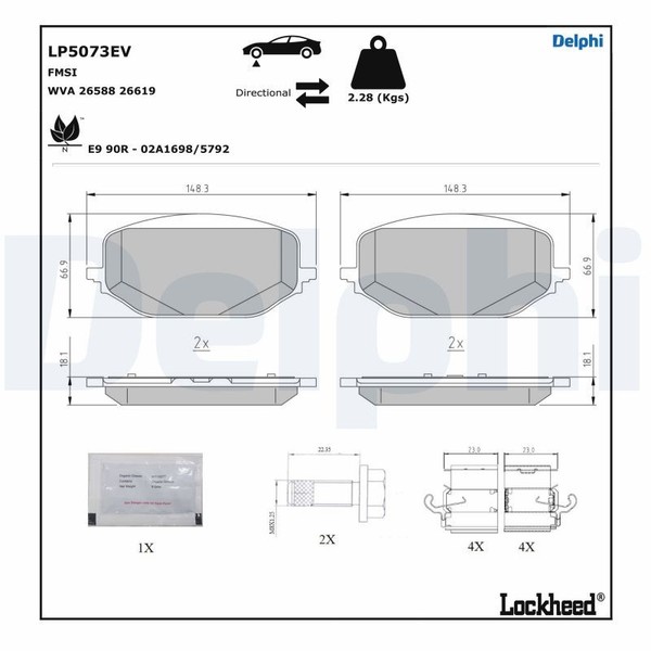 Vorderachse Delphi LP5073EV Bremsbelagsatz, Scheibenbremse FüR CitroËN,Opel,Peug-image