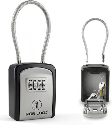   Key Lock Box Portable with Cable Shackle   Small Waterproof Heavy-Duty Metal S