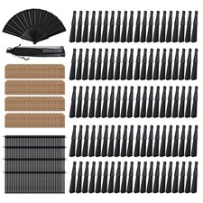 100 Pcs Wedding Folding Hand Fans Bulk with Plastic Ribs Chinese Handheld Sil...
