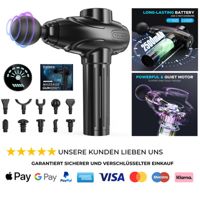 Massagepistole 10 Köpfe 7 Geschwindigkeiten Akku 2600mAh
