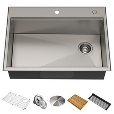 Kraus KWT310-30 Kore 30" Drop In or Undermount Single Basin - Stainless Steel