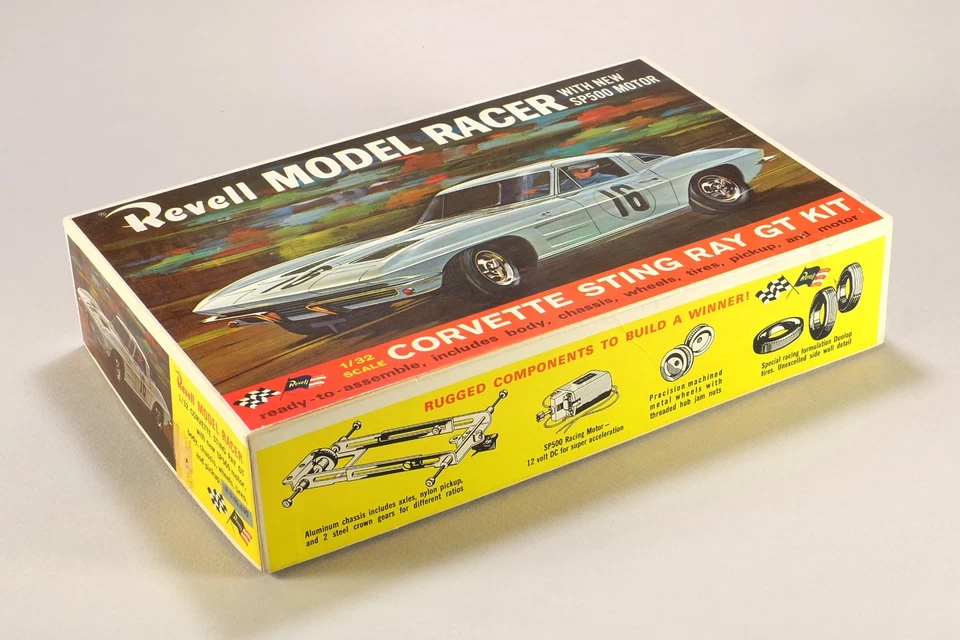 1963 Vintage Revell Corvette Stingray GT Modelo Racer Slot Car Kit - Imagem 4 de 4