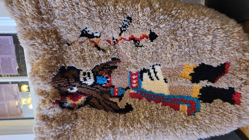 Handcrafted Latch Hooked Rug Wall Hanging/Small Rug Native American Woman SW