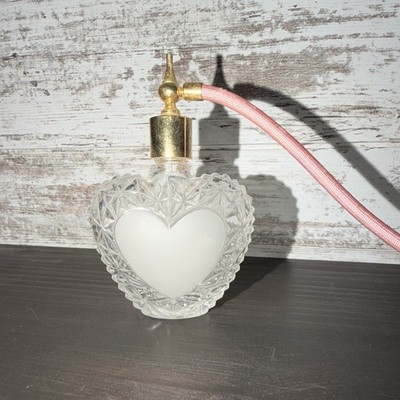 Heart-Shaped Glass Perfume Atomizer with Pink Bulb and Tassel