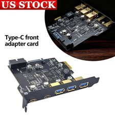 USB3.2 GEN1 PCI-E Expansion Card 5 Ports 2 Type-C 3 USB-A 19 Pin Connector 5Gb