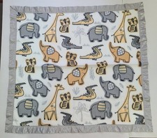 Handmade Baby Blanket Elephant Giraffe Animals Neutral 40x37"