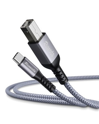Ruaeoda USB C to B Printer Cable 6ft, High-Speed Braided 6 ft, Space Grey 
