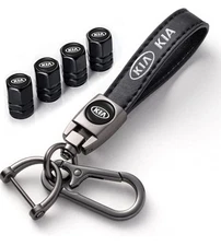 Combo of 4pcs Car Tire Valve Caps & Key Chain for KIA Keychain Accessories