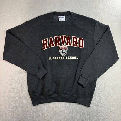 Champion Harvard Business School Crewneck Sweatshirt Men L Gray Embroidered Y2K