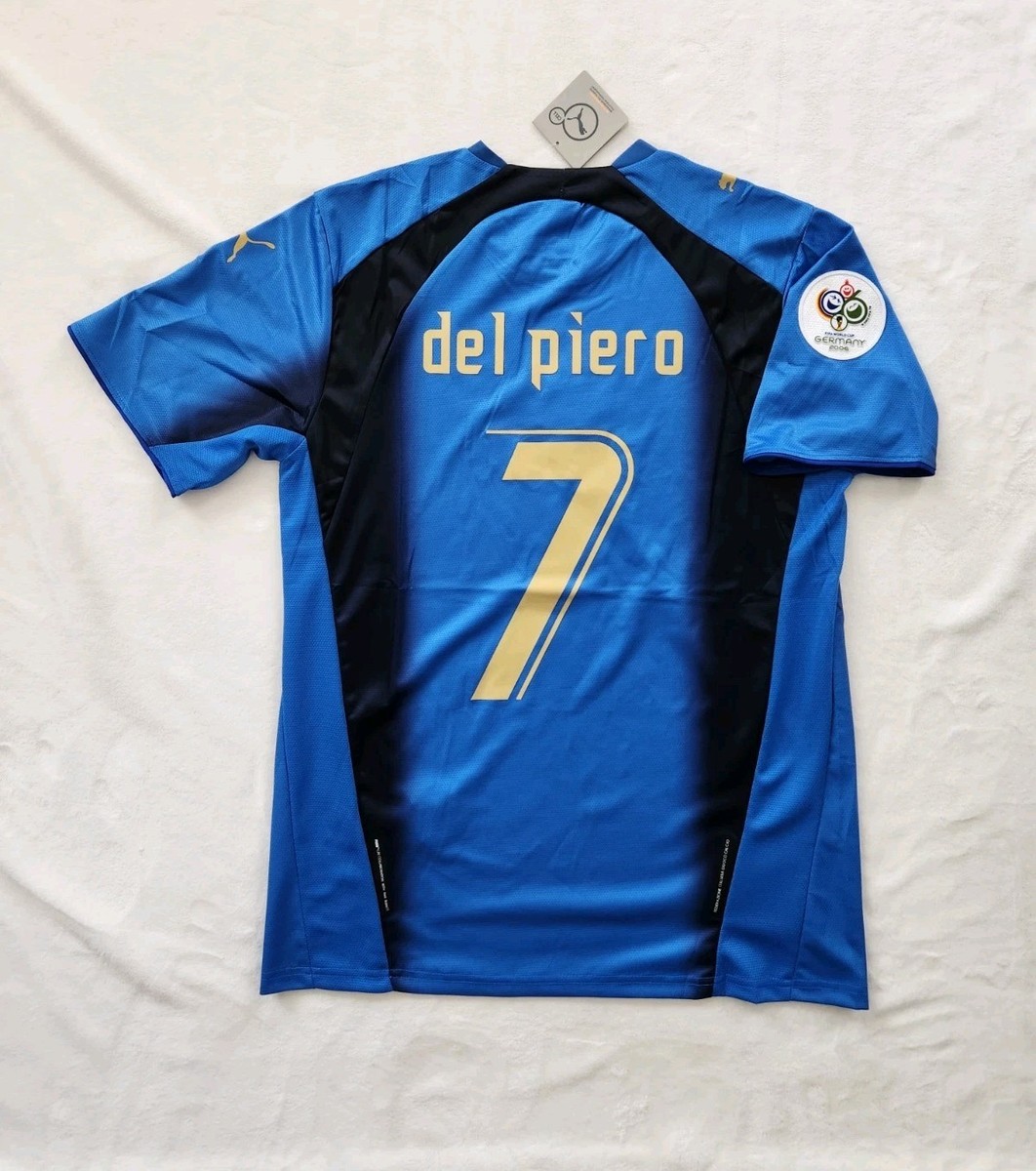 Italy 2006 World Cup Jersey #7 Del Piero Blue New L Men's Soccer