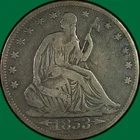 1853 Arrows & Rays Seated Liberty Half Dollar Fine F Coin #41423