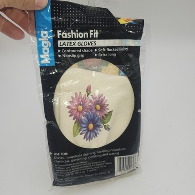 NEW NIP Fashion Fit flower latex Gloves soft lining garden house cleaning