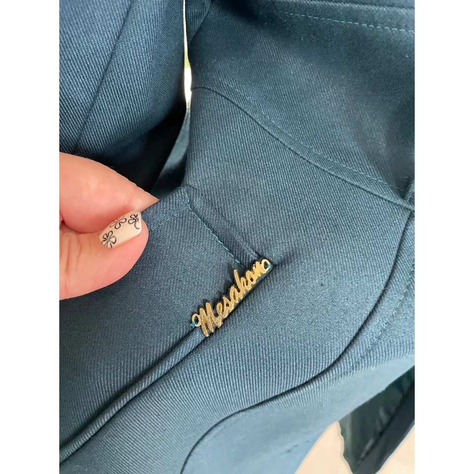 Gabardina Messakon verde azulado para mujer M estructurada mod vintage elegante silenciosa de lujo Foto 3 de 4