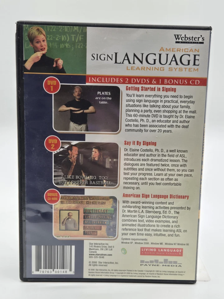 American Sign Language: Learning System NEW SEALED  Includes 2 DVDs & 1 Bonus CD - Image 2 of 4