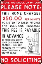 No Soliciting Sign Aluminum Metal 8x12 Funny Home Decor Door Wall