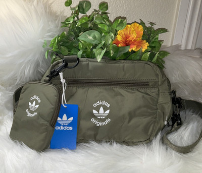 Adidas Originals Puffer & Pouch Mini Crossbody Bag   Olive Green   New With Tags