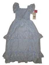 Rare Editions Light Blue Floral Fit Flare Ruffle Puff Girls Dress 8 Long