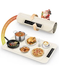 Warming Mat for Food - Electric Silicone Food Warming Tray for Buffet, Rollab...