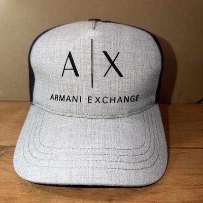 Armani Exchange Cotton Baseball Cap One Size, Grey With Black Logo