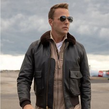 G1 US Naval Flight Genuine Cowhide Brown Leather Bomber Jacket - All Sizes New