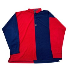 Hot Togs Douglas Gill Fleece Jumper 1/4 Zip Sweater Blue Red Mens 2XL
