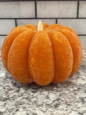 Fall/Halloween Light Up Pumpkin, Orange, Glittery, Flameless Led, 6 x6"