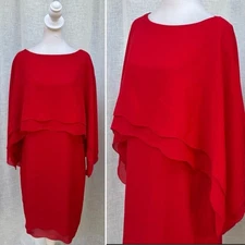 Ms. holly Harp for Bergdorf Goodman red shawl top shift dress