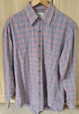 Viyella Men's 15.5" Medium Long Sleeve Check Shirt Red White Blue