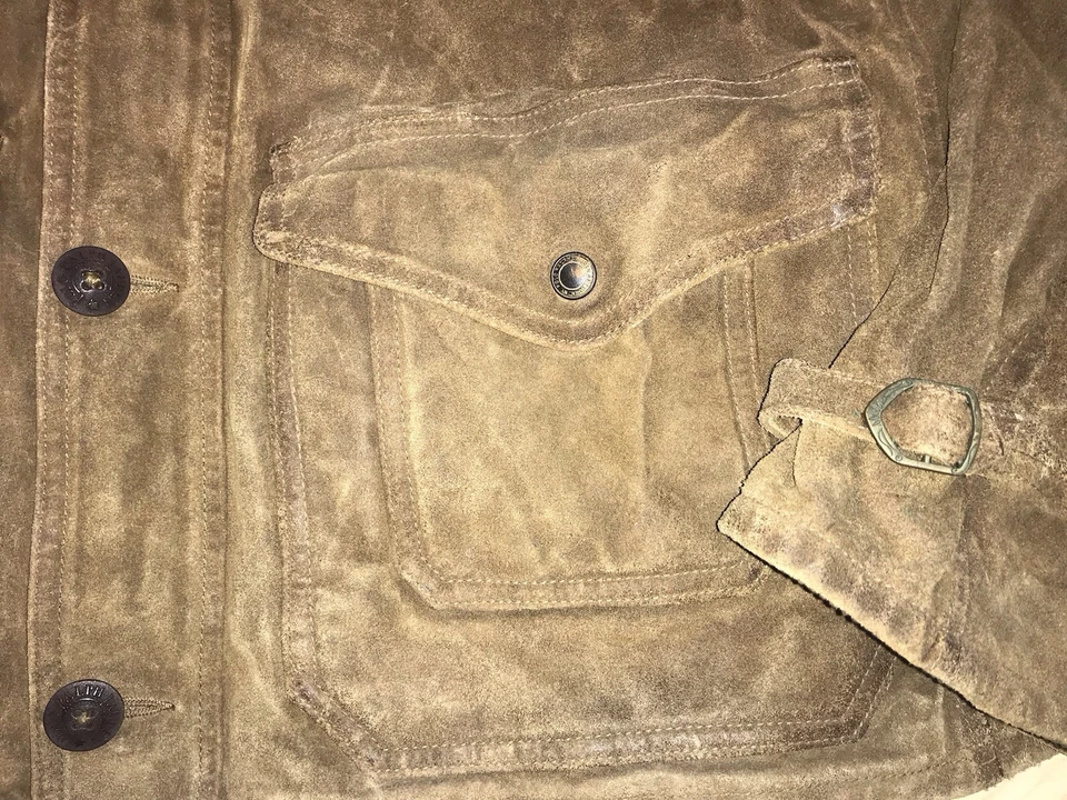 POLO RALPH LAUREN Mens XL Flannel Lined Goatskin Suede Barn Safari Jacket $800 - Image 4 of 4