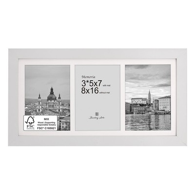 Boarding 8x16 Collage Picture Frame with Polished Plexiglass, Display 3 5x7 i...