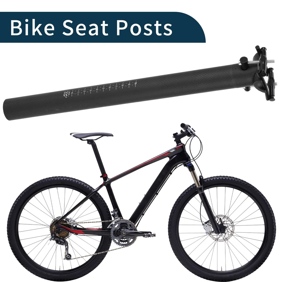 Tige De Selle De Vélo Ultra Légère En Fibre De Carbone Noir Mat 1 Pc 34.9X400Mm - Photo 3/4