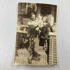 WWII Era Military Soldier Snapshot Photograph Man Baby Girl Family Home