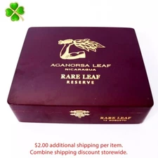 Leaf Rare Leaf Reserve Robusto Empty Wood Cigar Box 7.5" x 6.5" x 2"