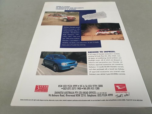 1996 DAIHATSU CHARADE Australian Sales Brochure - Picture 5 of 5