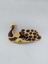 Vtg Plastic Velvet Peacock Purple Bird Fashion Hair Clip/Piece Accessory Taiwan